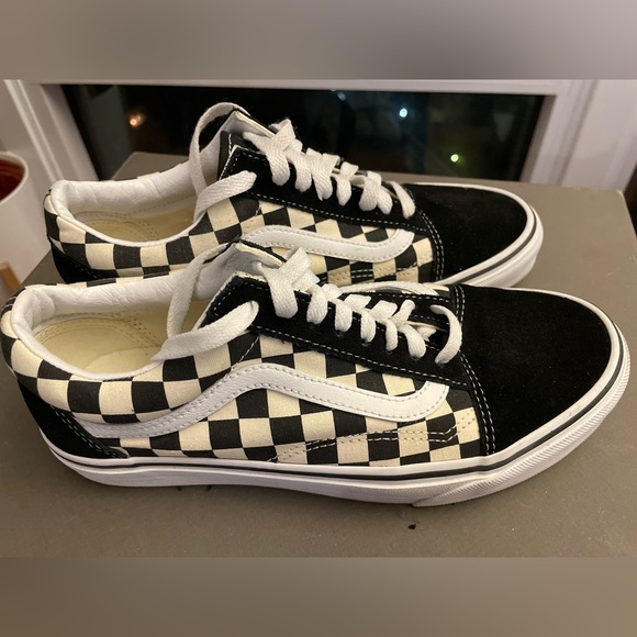 Vans Old Skool Trainers Primary Checkered Black/White Size 7 - Picture 2 of 16